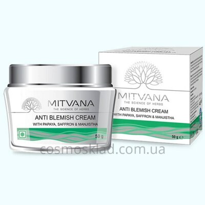 Крем против несовершенств кожи Anti Blemish Cream with Papaya, Saffron & Manjistha, MITVANA - 50 мл