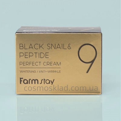 Купить Антивозрастной крем для лица с пептидами и черной улиткой FARMSTAY BLACK SNAIL & PEPTIDE 9 PERFECT CREAM - 55