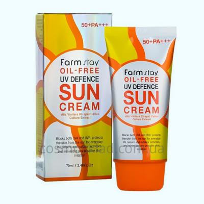 Купить Солнцезащитный обезжиренный крем с коллагеном Oil-Free UV Defence Sun Cream SPF 50+, FarmStay - 70мл